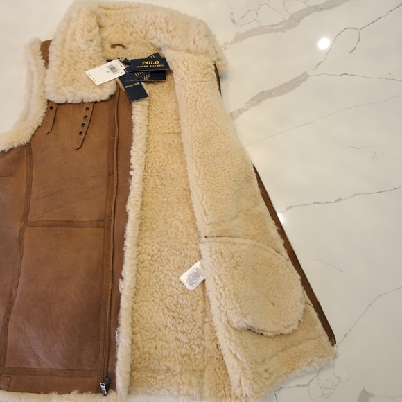 Polo Ralph Lauren Leather Shearling-lined Gilet - Picture 8 of 16